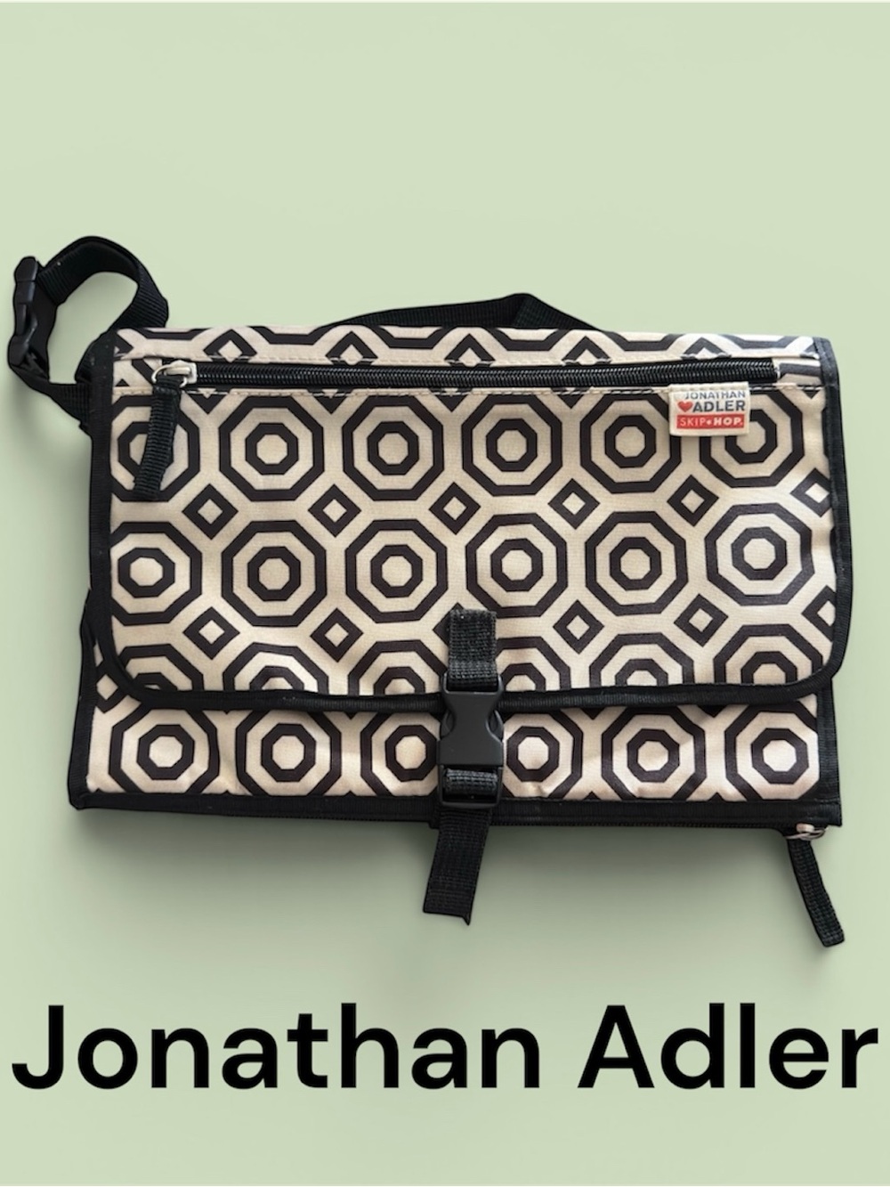 Jonathan Adler Black and White Geometric Hop Skip Clutch Changing Station